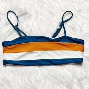 Beachsissi Striped Bikini Top Green and Orange Size Medium